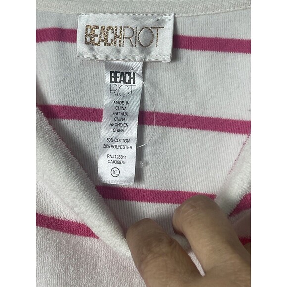 Beach Riot Maxine Stripe Terry Cloth Crop Top - Fandango Pencil Stripe Sz XL New - Picture 4 of 5